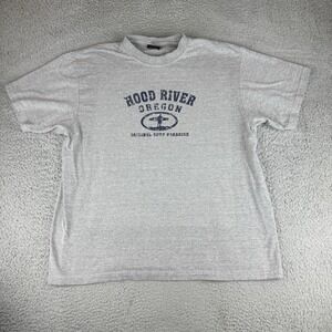 Vintage Hood River Oregon Surfing Shirt Men's Size Large Gray Windsurfing Boxy